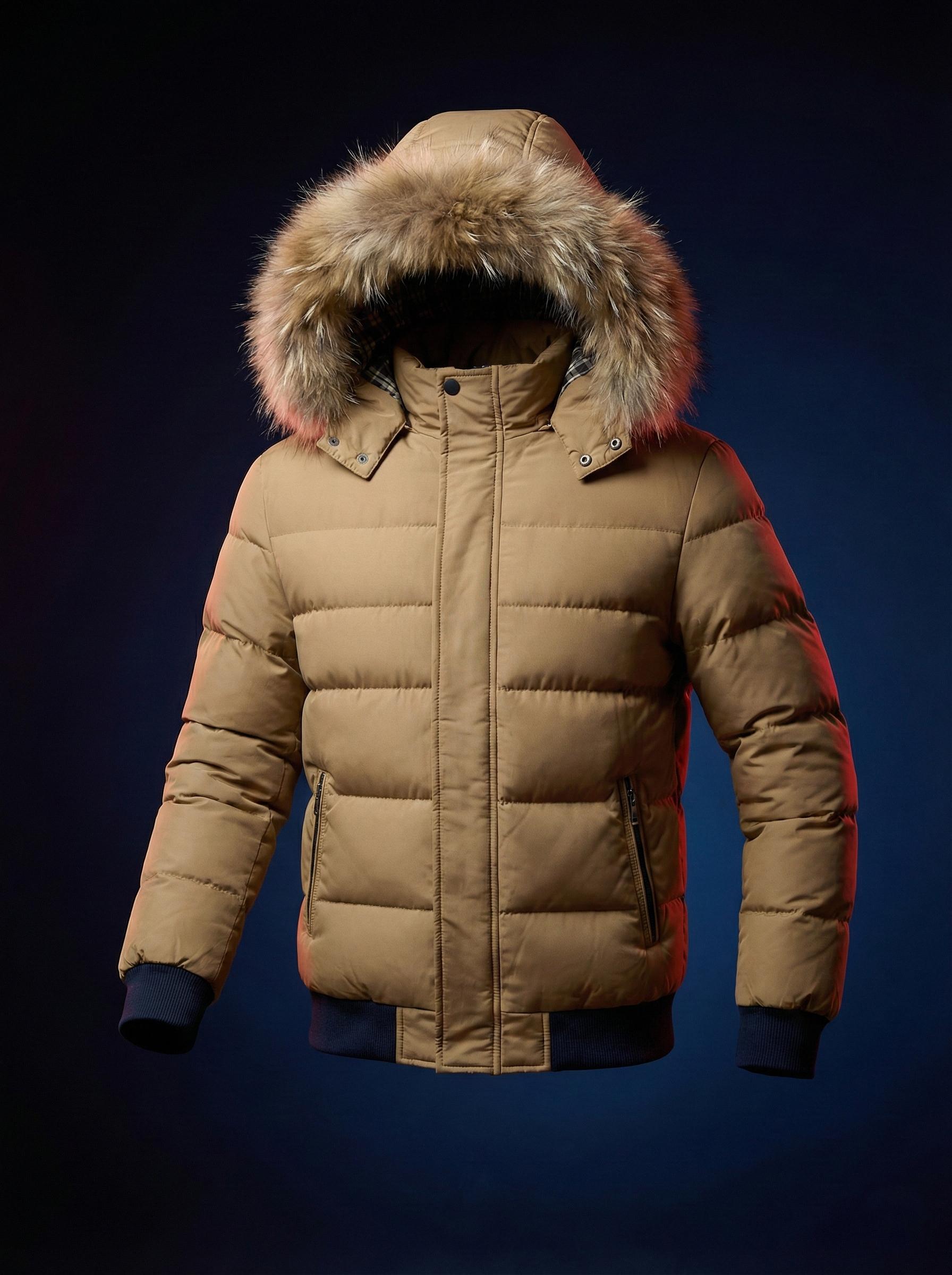 Doppelfarbige Steppjacke mit abnehmbarer Kapuze (Men)