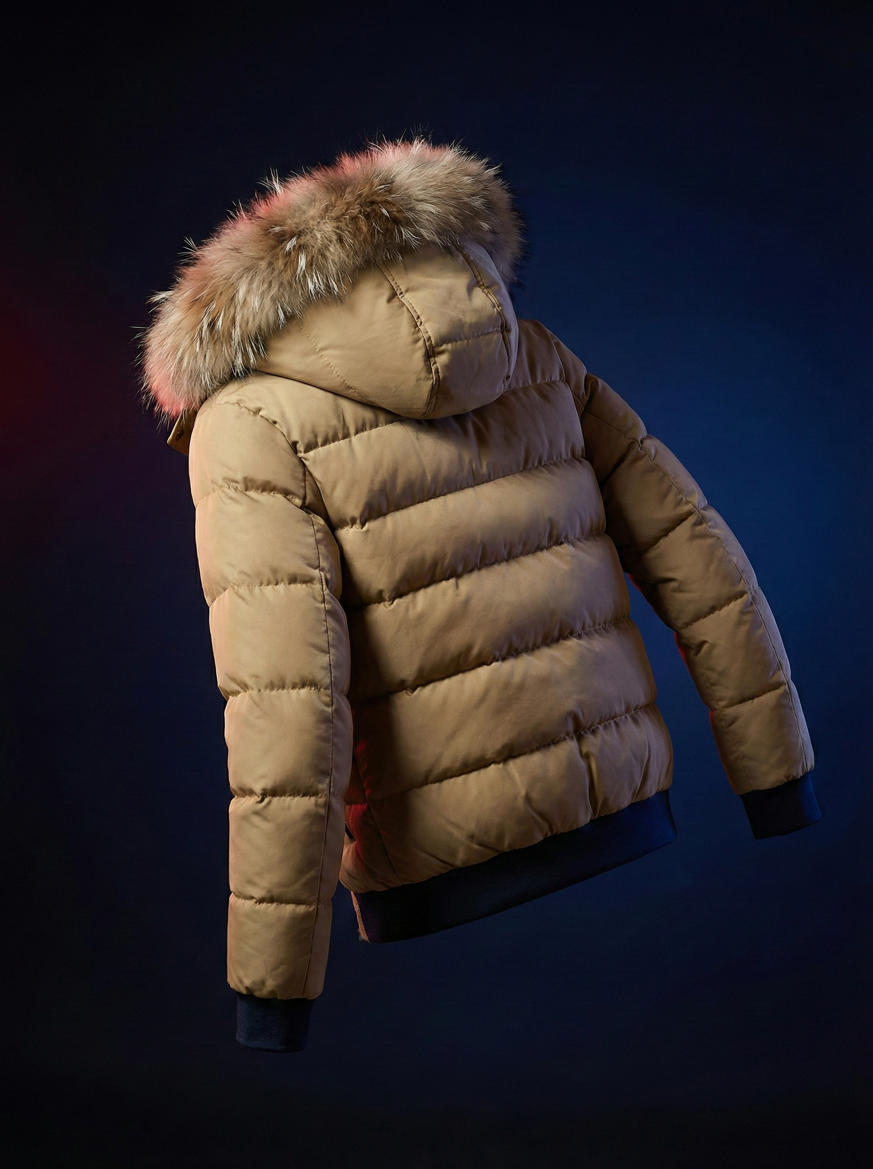 Doppelfarbige Steppjacke mit abnehmbarer Kapuze (Men)