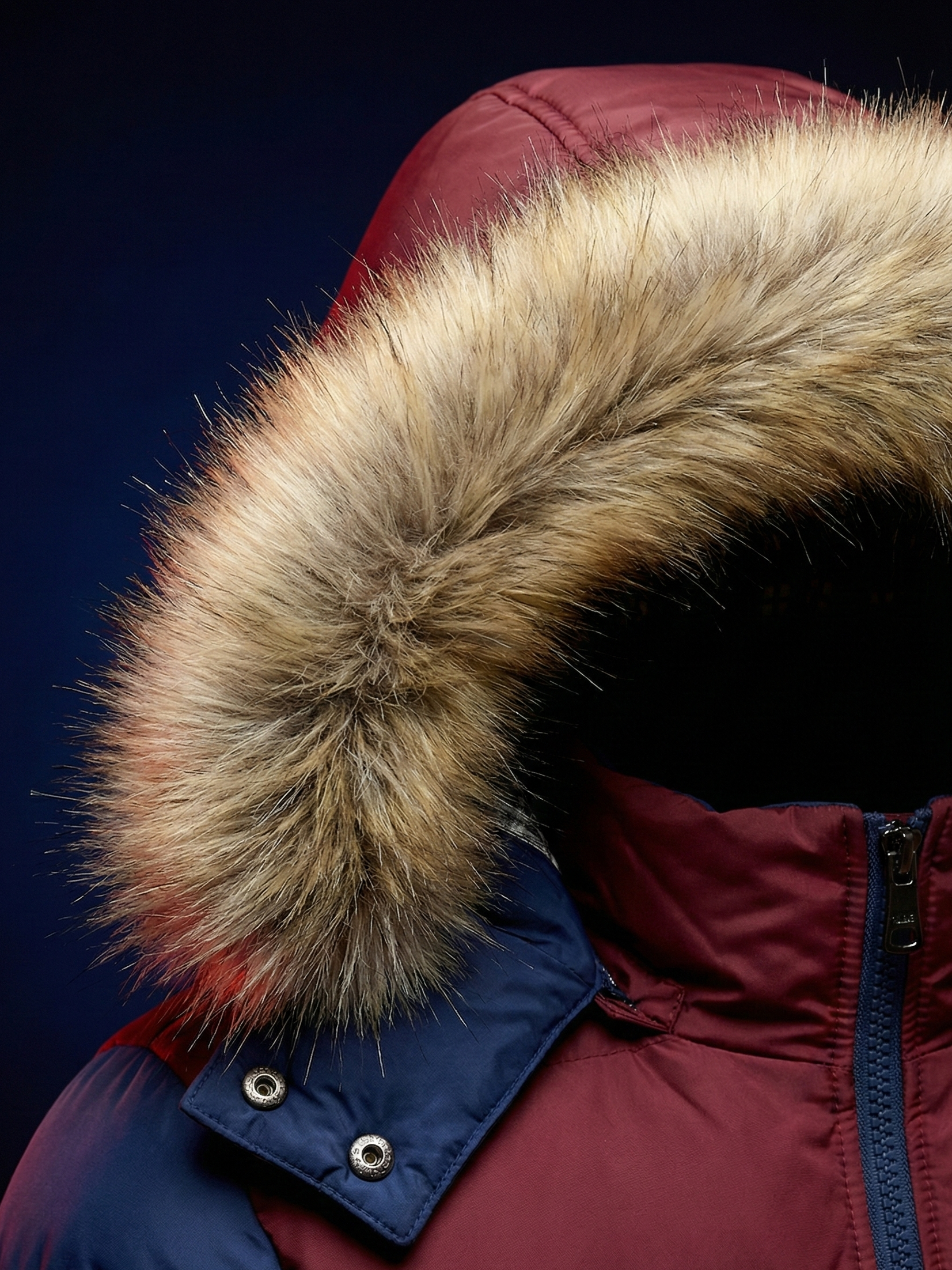 Doppelfarbige Steppjacke mit abnehmbarer Kapuze (Men)